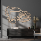 Dřevěný obraz na stěnu – Moderní bagr