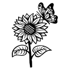 Dřevěný obraz – Slunečnice s motýlem