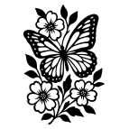 Dřevěný obraz na stěnu – Květiny s motýlem