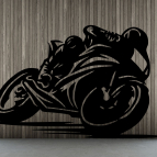 Dřevěný obraz na stěnu – Motorkář v plné rychlosti