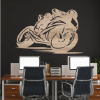 Dřevěný obraz na stěnu – Závodní motorka v zatáčce