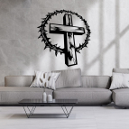 Dřevěný obraz na stěnu – Kříž s trnovou korunou