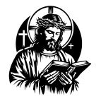 Dřevěný obraz na stěnu – Ježíš Kristus s knihou