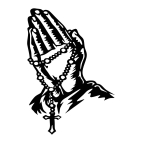 Dřevěný obraz na stěnu – Modlící se ruce s růžencem