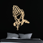 Dřevěný obraz na stěnu – Modlící se ruce s růžencem