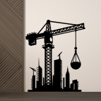 Dřevěný obraz na stěnu – Jeřáb na stavbě