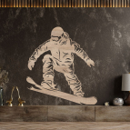Dřevěný obraz – Skok na snowboardu