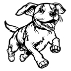 Dřevěný obraz – Běžící pejsek