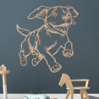 Dřevěný obraz – Běžící pejsek