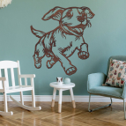 Dřevěný obraz – Běžící pejsek