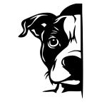 Dřevěný obraz – Pejsek vykukující zpoza rohu