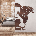 Dřevěný obraz – Pejsek vykukující zpoza rohu