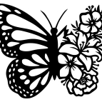 Dřevěný obraz – Motýl s květinami