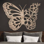 Dřevěný obraz – Motýl s květinami