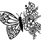 Dřevěný obraz – Motýl s květinami