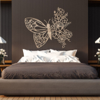 Dřevěný obraz – Motýl s květinami