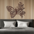 Dřevěný obraz – Motýl s květinami