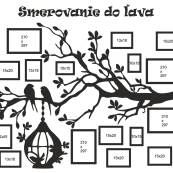 Dřevěný fotorámeček na zeď – Rodinný strom s ptáčky