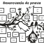 Dřevěný fotorámeček na zeď – Rodinný strom s ptáčky