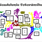 Dřevěný fotorámeček na zeď – Rodinný strom s ptáčky