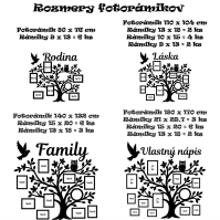 Dřevěný fotorámeček na zeď – Rodinný strom s nápisem