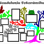 Dřevěný fotorámeček na zeď – Rodinný strom se sovičkou a ptáčkem