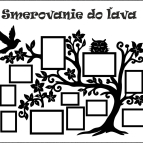 Dřevěný fotorámeček na zeď – Rodinný strom se sovičkou a ptáčkem