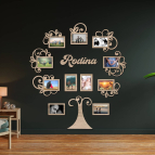 Dřevěný fotorámeček na zeď – Rodinný strom s nápisem