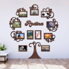 Dřevěný fotorámeček na zeď – Rodinný strom s nápisem