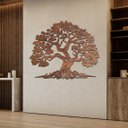 Dřevěný strom života Premium – ručně broušený & mořený