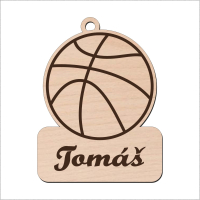 Dřevěná klíčenka - Basketbalový míč se jménem