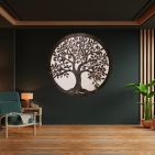 Dřevěný strom života Premium – dvouvrstvé provedení (ořech + přírodní dřevo)