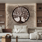 Dřevěný strom života Premium – dvouvrstvé provedení (ořech + přírodní dřevo)