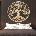 Dřevěný strom života na zeď – Kruhová harmonie