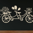 Dřevěný svatební obraz – Zamilované kolo s květinami