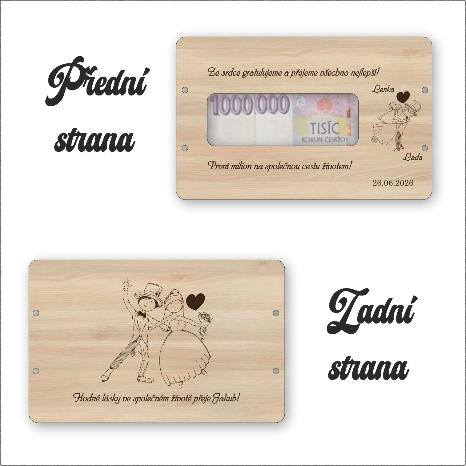 Svatební obálka na peníze - Na první milion