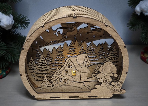 Dřevěná zimní vesnička