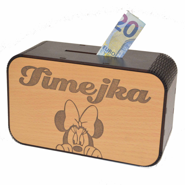 Dřevěná pokladnička se jménem – Minnie
