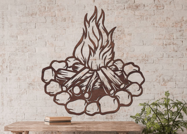 Dřevěný obraz – Kempingový oheň