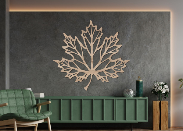 Javorový list – Dřevěný obraz na stěnu