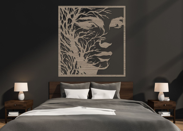 Dřevěný obraz na zeď – Tvář emoce