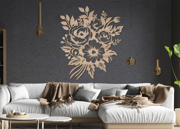 Dřevěný obraz na stěnu – Kytice květin