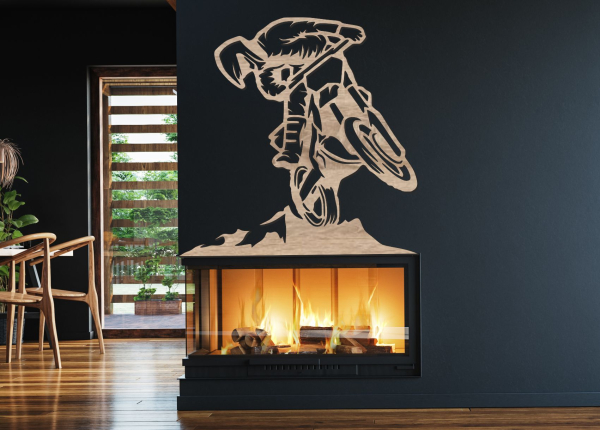 Dřevěný obraz na stěnu – Motokrosový skok