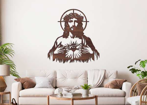 Dřevěný obraz na stěnu – Ježíš Kristus se Srdcem