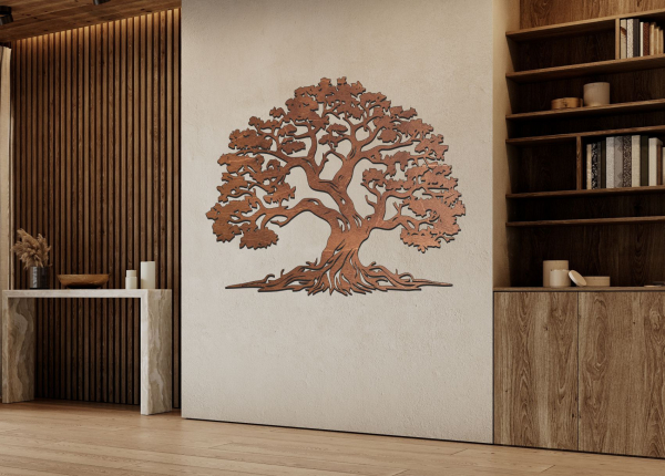 Dřevěný strom života Premium – ručně broušený & mořený