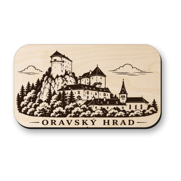 Dřevěná magnetka Oravský hrad - historická dominanta Oravy