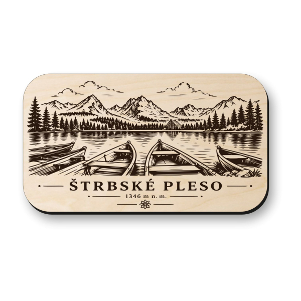 Dřevěná magnetka Štrbské pleso - Vysoké Tatry
