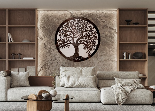 Dřevěný strom života Premium – dvouvrstvé provedení (ořech + přírodní dřevo)