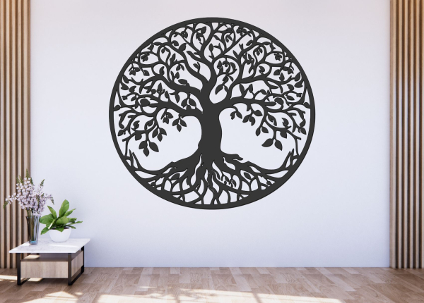 Dřevěný strom života na zeď – Kruhová harmonie