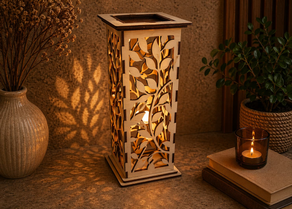 Dřevěný lampáš – Listy světla
